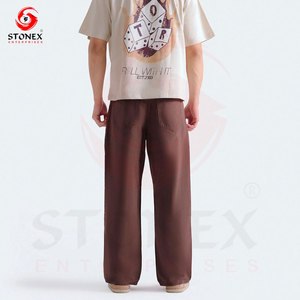 Jean en denim marron pour homme, coupe large, décontracté, style streetwear, en coton, mode vintage moderne, vente en gros - Product Image 3