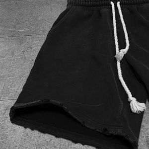 Pantalones Cortos de Mezclilla Sólidos con Parches Bordados Personalizados para Hombre, Estilo Vintage, Lavado Ácido, Rotos, Desgastados, de Doble Cintura Media, Casuales, Estilo Urbano - Product Image 5