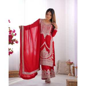 Hermosos pantalones de fiesta para mujer, conjunto Dupatta con trabajo bordado - Product Image 4