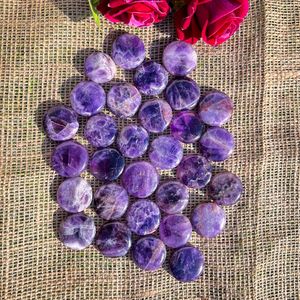 Ametista Chevron Natural en Forma de Botón, Pulida a Mano, Cristal Curativo Morado, Gema para Feng Shui, Meditación, Reiki, Decoración de Chakras - Product Image 2
