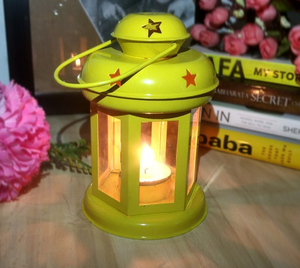 Metal Star Cutwork Hanging <b>Lantern</b> with Glass Panels Tealight <b>Candle</b> Holder Decorative Indoor <b>Outdoor</b> Handle <b>for</b> Home Garden - Product Image 5