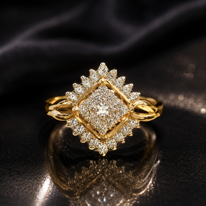 Anillo Cuadrado Premium de Oro de 14K con Piedras de Imitación de Diamante, Joyería de Diseño para Bodas, para Mujeres - Product Image 3