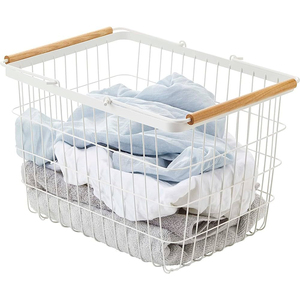 Premium Metal Wire Laundry <b>Basket</b> White Mesh Storage <b>Hamper</b> High Quality Iron Household Organizer <b>For</b> Hotels And Apartments - Product Image 4