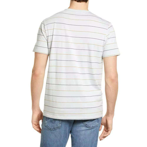 เสื้อยืดลายทางผู้ชาย OEM ODM คอตตอน คอกลม สไตล์ลำลอง เสื้อยืดฤดูร้อน สกรีนโลโก้ได้ ขายส่ง เสื้อยืดลายทางพื้นฐาน สตรีทแวร์ - Product Image 2