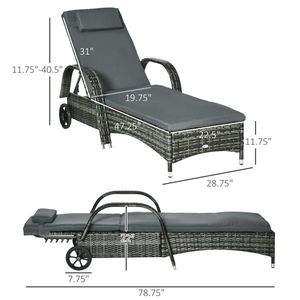Sdraio Moderna da Esterno in Rattan PE con Telaio in Legno Massello e Alluminio, Cuscino Impermeabile per Spiaggia, Giardino, Villa - Product Image 1