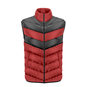 <b>Men's</b> Red And <b>Black</b> Color Blocked Puffer <b>Vest</b> Stand Collar Windproof High Quality Premium <b>Vest</b> Casual Winter Outer Wear OEM - Product Image 1