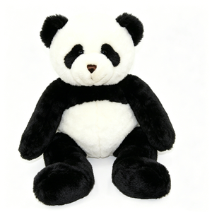 Peluche de panda realista, peluche de panda suave, peluche de panda blanco y negro, peluche de panda sentado - Product Image 1