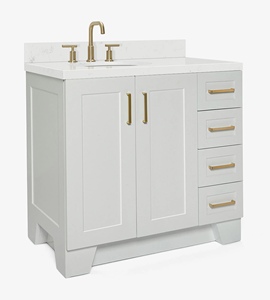 Meuble sous-vasque de salle de bain Quartus 36 pouces à évier décalé à gauche, directement de l'usine, 4 options de finition, fabriqué au Vietnam - Product Image 2
