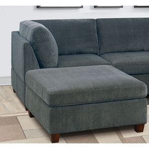 Moderno 7 pz grigio ciniglia U-sezionale modulare 2x angolo cuneo 3x poltrone senza braccia 2x Ottoman compensato 7 pz Set soggiorno divani - Product Image 5