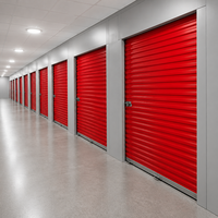 Unidades de Almacenamiento Modernas para Interiores con Puertas Enrollables Rojas, Sistema Modular de Almacenamiento para Instalaciones Comerciales de Almacenamiento en Casilleros