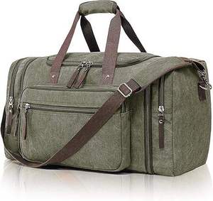 กระเป๋าเดินทางผ้าแคนวาสสไตล์เรโทร ความจุสูง สำหรับเดินทางค้างคืนหรือวันหยุดสุดสัปดาห์ พร้อมช่องซิปด้านข้างและระบบปิดซิปที่ปลอดภัย - Product Image 4