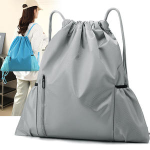 Fashion Sports Zipper <b>Drawstring</b> <b>Backpack</b> Pocket Oxford Cloth for Travel Football Basketball Shoes - Product Image 5