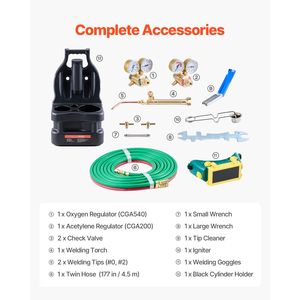 Kit de Antorcha de Oxígeno y Acetileno Portátil, Juego de 14 Piezas para Soldadura con Gas, con Manguera Doble 177 y 2 Puntas de Soldadura - Product Image 2