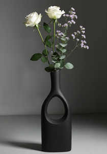 Luxury Geometric Hollow <b>Matte</b> Black Metal Vase Elegant Handcrafted Modern Home Decor <b>Table</b> Centerpiece Single Unit Only - Product Image 5