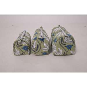 Pochette de maquillage en coton à imprimé floral, trousse de toilette de voyage, trousse de toilette à fermeture éclair, organiseur en coton floral - Product Image 2