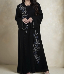 Hot Sale Gorgeous Best Kaftan Abaya Handmade Turkish Floor Length Long Sleeve Floral Pattern Polyester Soft Breathable Fabric - Product Image 1