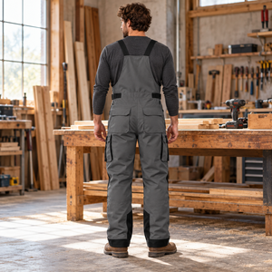 Peto de trabajo para hombre, tipo carpintero, con bolsillos cargo, correas de hombro ajustables, bolsillos con cremallera en el pecho y puños reforzados, ropa de trabajo para taller - Product Image 6