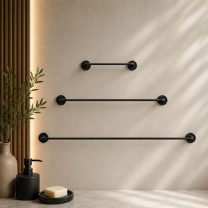 Porte-serviettes mural minimaliste en or avec design circulaire pour rangements de salle de bain - Product Image 5