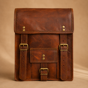 Vintage Brown Leather Messenger Bag Premium Office Laptop backpack Shoulder Satchel with Buckle Straps Travel Bag for Women - Product Image 3
