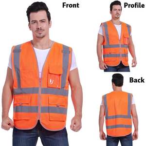 2025 Gilet de sécurité superviseur noir haute visibilité avec 9 poches Logo personnalisable à séchage rapide et étanche - Product Image 6