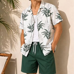 Men's Casual Beech Wear Summer Shirt 300 Grams Breathable Quick Dry Eco-Friendly Short Sleeve Floral Print Design 100% Polyest - Product Image 1