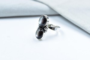 Handmade Black Shell Sterling <b>Silver</b> <b>Adjustable</b> <b>Ring</b> Natural Black Shell Gemstone <b>Ring</b> for Women Men Wholesale Jewelry - Product Image 3