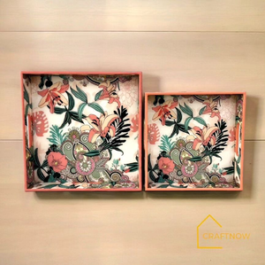 ถาดเสิร์ฟลายเรขาคณิตสีเหลืองและสีน้ำเงินฝังลายกระดูกงู  มีจำหน่ายในราคาขายส่ง เหมาะสำหรับอาหารเช้าบนเตียงและของตกแต่งบ้าน - Product Image 4