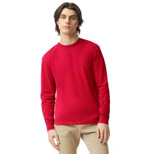 Camiseta de manga larga con cuello redondo para hombre, elástica, de algodón suave, básica, de fibra de bambú, cómoda, con logotipo y diseño personalizados. - Product Image 1