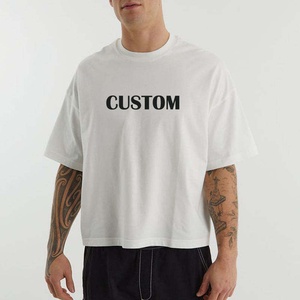 เสื้อยืดผู้ชาย พิมพ์ลายตามสั่ง ผ้าคอตตอนหนา 300gsm ทรงบ็อกซี่ คอริบบิ้น โอเวอร์ไซส์ เสื้อยืดฟอกสี สำหรับผู้ชาย - Product Image 2