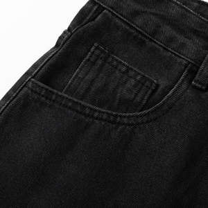 กางเกงยีนส์ขาสั้นทรงหลวมสีดำเทาสำหรับผู้ชาย สไตล์ลำลอง - Product Image 4