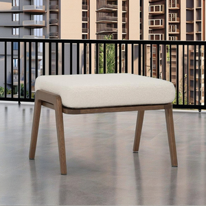 Modern Premium White Ottoman Stool with Fabric Upholstery and <b>Footrest</b> | Comfortable Living Room & Apartment Seating Furniture - Product Image 1