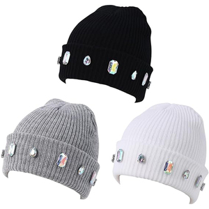 Gorro de Punto Negro OEM con Cristales, Gorro Cálido de Invierno para Hombre y Mujer, Suave y Elástico, con Logotipo Personalizado, Estilo Urbano - Product Image 4