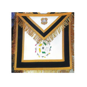 Delantal Masónico de Diseño Tradicional para Maestro Masón, Azul Marino, Terciopelo con Bordado a Mano en Dorado, Regalia Masónica - Product Image 4