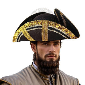 Factory Direct Supply Adult Tricorn <b>Hat</b> Cotton Linen Fabric Lightweight Eco-Friendly Adjustable Inner <b>Band</b> Design for Party Use - Product Image 6