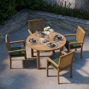 Outdoor <b>Garden</b> Table <b>Set</b> With 4/6 Chairs Rustic Wooden Patio Furniture Weather Resistant Solid Wood Design - Product Image 6