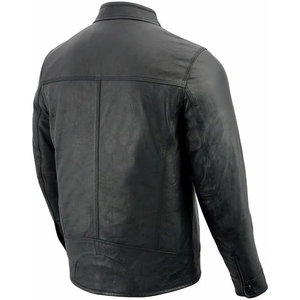 Veste longue en cuir et fourrure pour homme, faite à la main, pour l'hiver, chaude et épaisse, en peau de mouton et fourrure d'agneau - Product Image 4