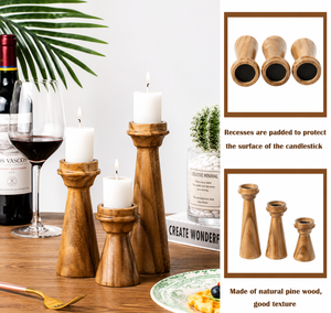 Porte-bougie en bois rustique fait main et personnalisé pour la décoration de la maison, salon, table à manger, centre de table de Noël - Product Image 1