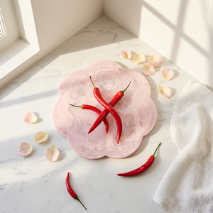 Juego de tablas de cortar redondas antideslizantes con diseño de mármol multicolor, tablas de cocina Candice. - Product Image 4