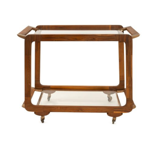 Wood and Glass <b>Serving</b> <b>Trolley</b> Rolling Coffee Table Metal Frame Storage Rack for Home Hotel Living Room - Product Image 1