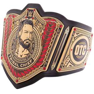 Ceinture de champion Tribal Chief Roman Reigns, taille adulte, plaques en laiton et zinc, sangle en cuir, série Signature. - Product Image 1