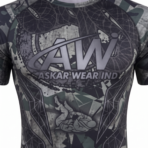 ชุดกีฬาผู้ชายแขนสั้นเสื้อแรชการ์ดพิมพ์ลายแห้งเร็วเสื้อกีฬาสีดำสีแดงสีเทา - Product Image 3