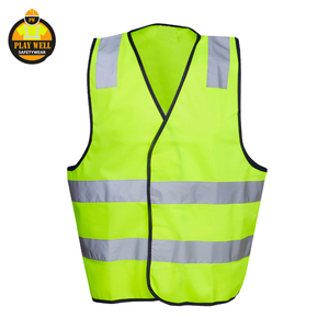 High Visibility Reflective Vest Mens Polyester Logo Pockets Construction Workwear Safety Vest - Product Image 3