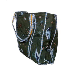 กระเป๋าโท้ทผ้าฝ้ายแท้ 100% ลายทาง สำหรับผู้หญิง เป็นมิตรกับสิ่งแวดล้อม หูหิ้วยาว ขนาดใหญ่ หลายสี เหมาะสำหรับใช้ที่ชายหาด ผลิตในรัฐราชสถาน - Product Image 1