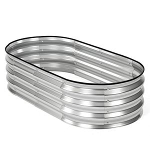 Kit de jardinière surélevée ovale en métal galvanisé pour légumes, fleurs et herbes avec bordure en caoutchouc sécurisée - Product Image 2