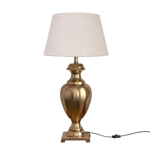 Luxury design <b>Gold</b> <b>Table</b> Lamp Modern Brushed Brass <b>Bedside</b> Light Urn Metal Base Fabric Shade Elegant Bedroom Nightstand Decor - Product Image 1