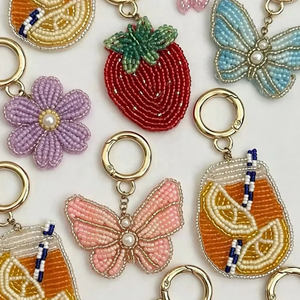 Wholesale Handmade Beaded Keychains, Cute Fruit/Butterfly/Bow Beaded Bag Charms, Bead Embroidery <b>Key</b> <b>Rings</b> <b>for</b> <b>Women</b> & Gifts - Product Image 4