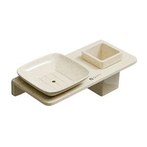 Jabonera cuadrada de vidrio para baño con soporte de acabado cromado, estante de almacenamiento de jabón para montaje en pared para ducha y fregadero de cocina - Product Image 1