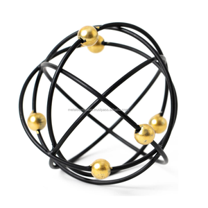 Luxury Metal Wire Orb Sculpture Modern Geometric Decorative Sphere Black and <b>Gold</b> Tabletop Home Office Decor - Product Image 6