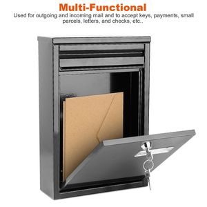 Cassetta postale di sicurezza da parete in ferro zincato con cassetta postale con serratura e 2 chiavi per la casa o l'ufficio - Product Image 6