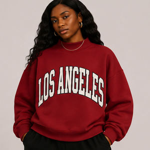 <span class=keywords><strong>Felpa</strong></span> Personalizzata con Stampa Vintage <span class=keywords><strong>Los</strong></span> <span class=keywords><strong>Angeles</strong></span>, Collo Alto, Stile Varsity, Colore Grigio Mélange - Product Image 2